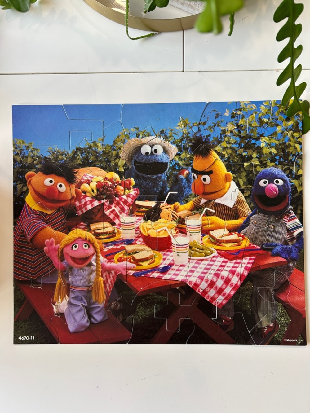 Vintage Milton Bradley Sesame Street Picnic Puzzle- Colorful Muppet Characters